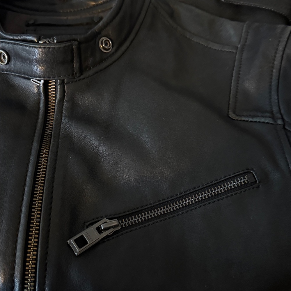 Andrew Marc Black Leather Moto Jacket SZ M - Picture 9 of 11